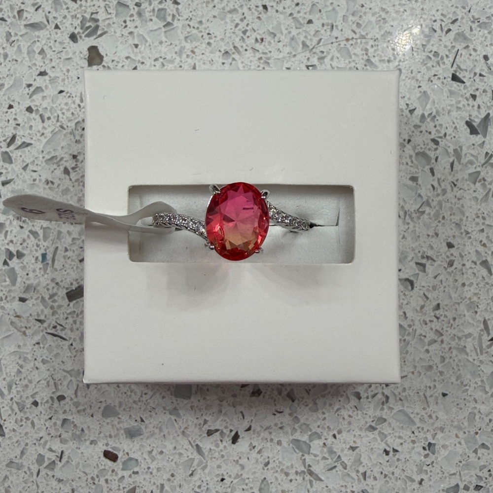 Find You Again Bomb Party Lab Created Tangerine Pink with Rhodium plating